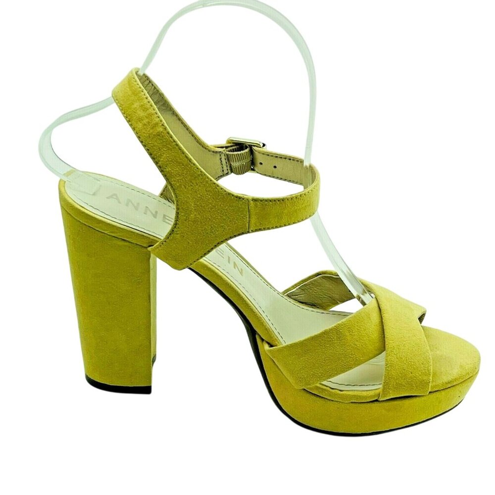 ANNE KLEIN Womens Shoes Sz 7.5M Gold Suede Heels - Picture 2 of 7